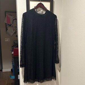 CeCe Black Long Sleeve Lace Dress